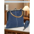 thumbnail image 3 of Luxtrada Handmade Denim Patchwork Tote Bag Crossbody & Shoulder Purse for Women (Navy), 3 of 9