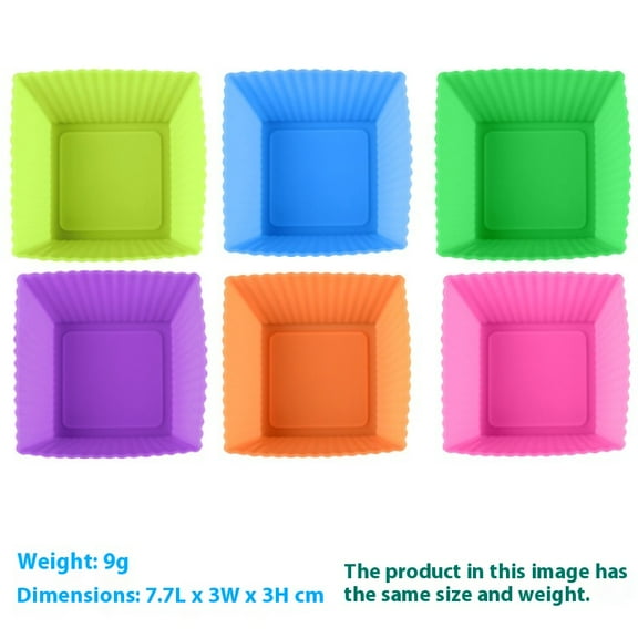 Jumbo Baking Cups Reusable Silicone Square Cupcake Liners Non-stick Muffin Brownie Cake Mold (Pack of 24)Random color