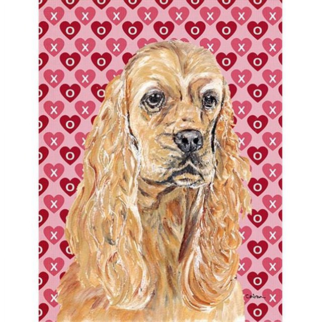 Carolines Treasures SC9556CHF Cocker Spaniel Valentines Love Flag Canvas House Size