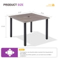 thumbnail image 6 of Vicllax 38" Square Outdoor Patio Dining Table for 4 Metal Modern Style for Garden Deck,Grey-wood(1piece), 6 of 7