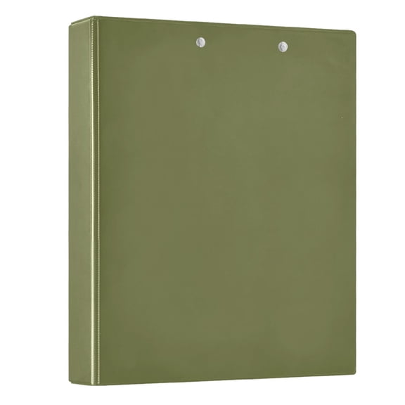 Olive Green Hardcover 3 Ring Binder 1.5” Round Rings Letter Size Paper Pockets for School Office Supplies