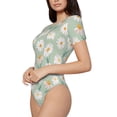 thumbnail image 2 of The Xecao Daisies Flowers Women's Crew Neck Body Suit, a short-sleeved bodysuit and basic swimsuit, both comfort and style for dating and daily life, 2 of 9