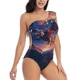 thumbnail image 3 of Honeii Starry Sky Flying Tiger for women's one-piece swimsuit featuring a chic one-shoulder design experience elegance and style in the water-Small, 3 of 6