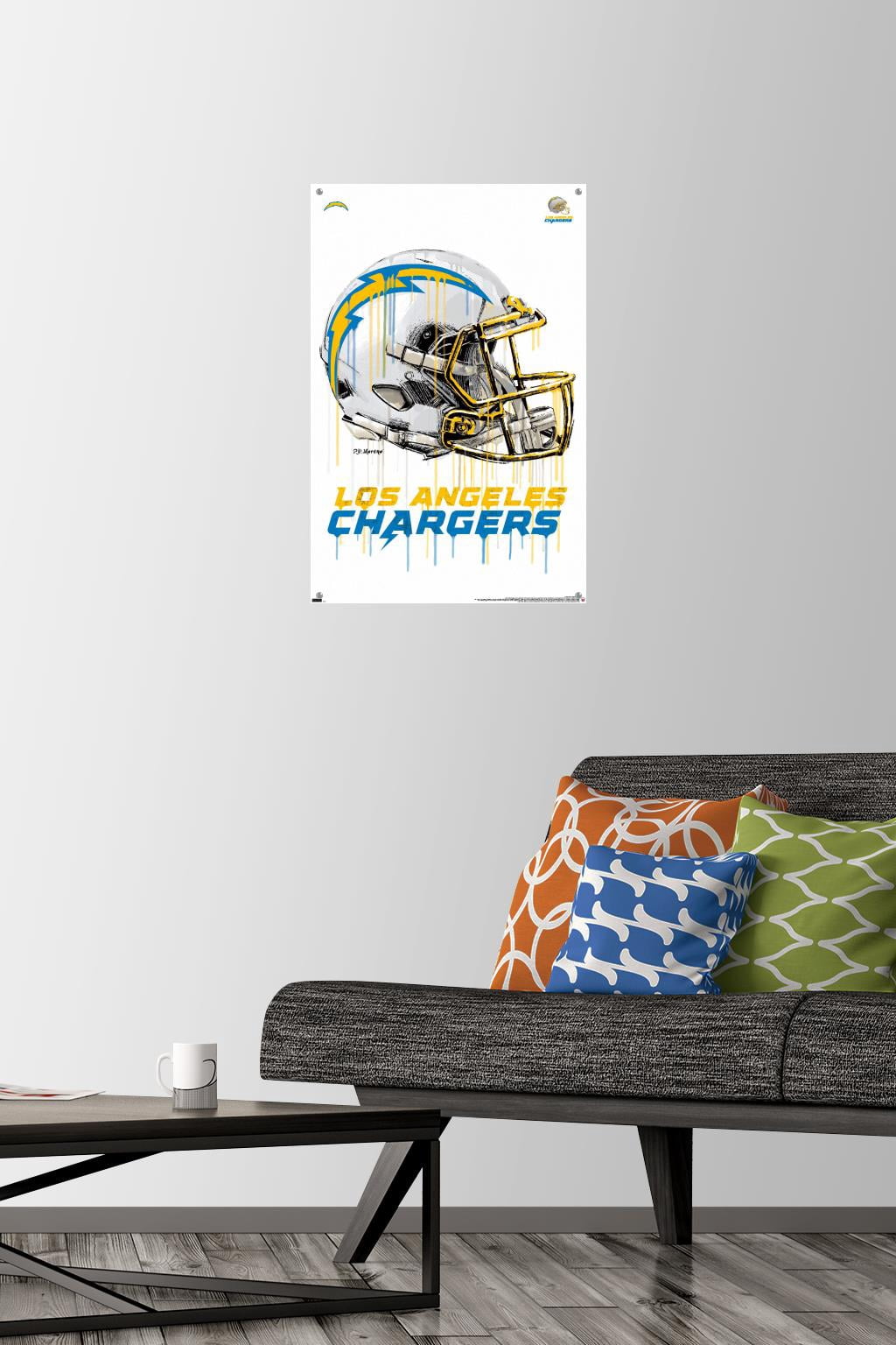 NFL Los Angeles Chargers - Drip Helmet 20 Wall Poster with Push Pins, 14.725" x 22.375"