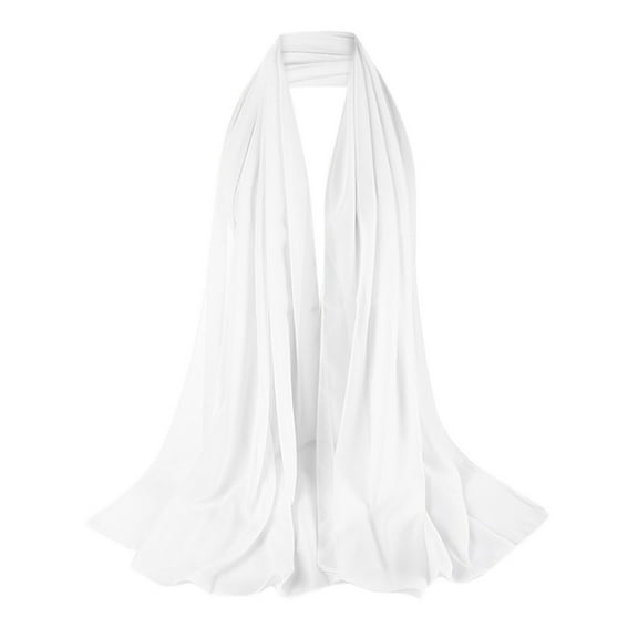 JDEFEG Wide Head Wraps For Women Scarfs Solid Color Head Scarf Pearl Hijab Lightweight Fashion Hair Scarf Neck Scarf Chiffon White