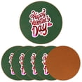 thumbnail image 2 of Valentine's Day 6PCS Round Microfiber Leather Table Coasters Set, 11x11 cm/4.3x4.3 in, Drink Coaster Mats for Home and Kitchen Use, 2 of 6