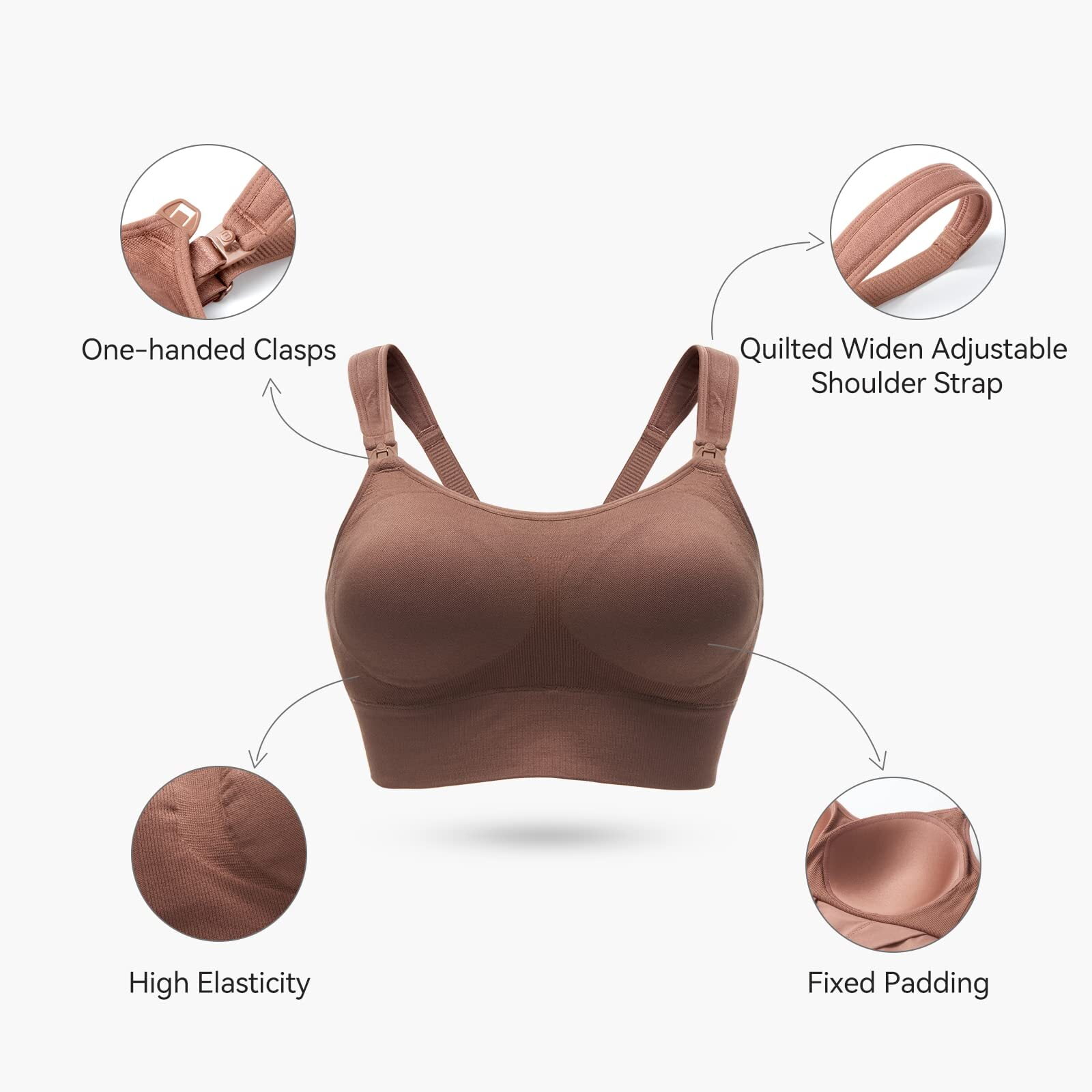 Momcozy Lycra Pumping Bra Hands Free with Fixed Padding for Good Shaping, Comfortable Support Pumping and Nursing Bra in One, Seamless Maternity Breast Pump Bra & Maternity Bra