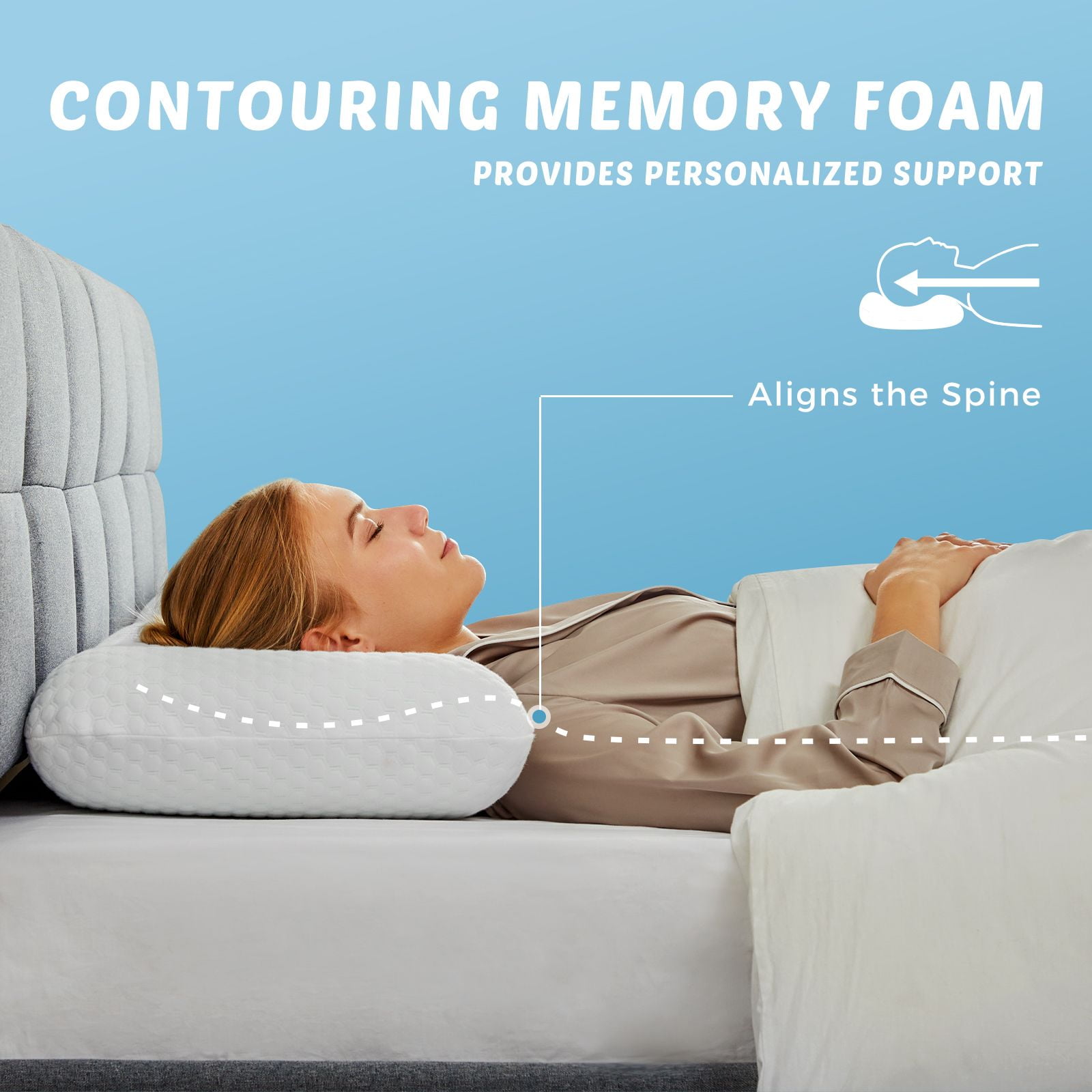 GIANNA Gel Memory Foam Pillow, Cooling Hotel Pillow for Side Sleeper, Removable, Machine Washable Cover, 24" x 16" x 4.7", 2 Pack