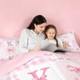 thumbnail image 5 of meiyoeat Cute Coquette Bow 7 Pieces Full Size Bedding Sets For Kids,Pink Bowknot Initial Letter K Full Size Bed in a Bag,Pink Reversible, 5 of 7