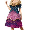 thumbnail image 2 of Robe Sans Manches Écailles de Poisson Sirène Bleu Foncé Rose Violet Magenta Or Robe d'Anniversaire pour Femmes Robe à Manches Longues, 2 of 5