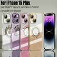 thumbnail image 7 of For iPhone 15 Plus Magnetic Glitter Case Compatible with MagSafe,Full Protection Slim Shockproof Anti-Scratch Case with Camera Lens Protector Logo View Dust-Proof Net for Women, 7 of 7