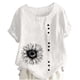 thumbnail image 1 of Camiseta Casual de Manga Corta con Botón de Cuello Redondo de las Mujeres, Tops Cortos para las Mujeres, 1 of 3