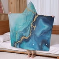 thumbnail image 5 of Blue Gold Marble Pattern Hooded Bath Towel，60"x35" for Ages 3 To 12 Kids, Quick Dry Lightweight Soft Microfiber Hood Beach Towel Cover Up for Kids, 5 of 7