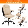 thumbnail image 4 of GASEE Leather Office Chair, Big and Tall Office Chair 400LBS Wide Seat Ergonomic Computer Desk Chair High Back Executive Leather Chair Adjustable Task Chair Lumbar Back with 1-Year Warranty, Beige, 4 of 12