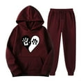thumbnail image 3 of 2PC Outfits Men Women Sportwear Tracksuits Long Sleeve Print Pullover Hoodies Sweatshirt And Sweatpants Fall Winter Casual Set with Pockets,Beige 1,M, 3 of 3