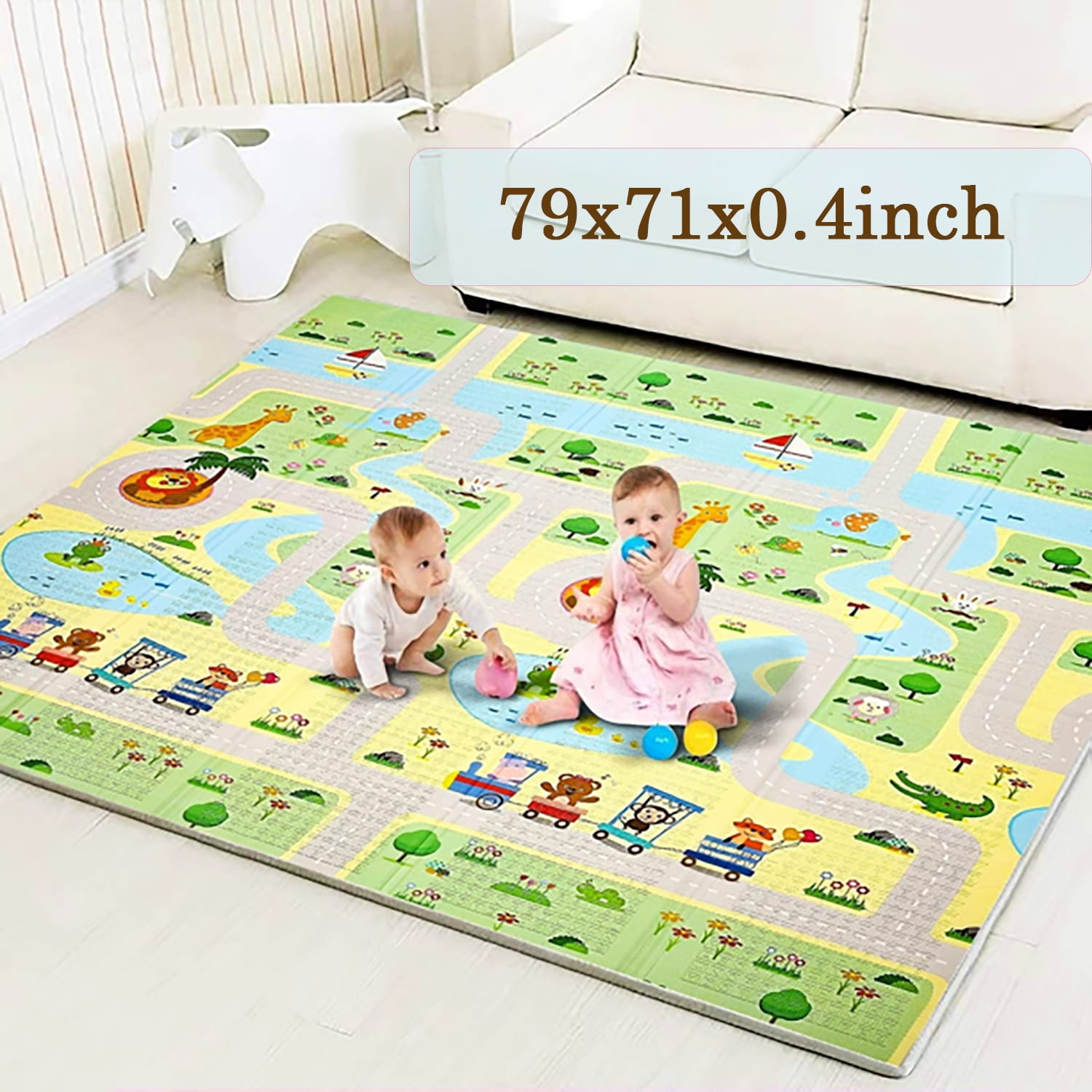 Play Mat for Baby Toddler Gym Activity Puzzle Exercise Foam Tiles Pads Kids Learning Carpets Floor Crawling Rug Double Sides Non-Slip Waterproof Portable Playroom Playmat US 