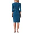 thumbnail image 3 of INSPIRE CHIC Women's Vintage Pencil Dress 3/4 Sleeves Midi Bodycon Peplum Sheath Dresses L Blue Green, 3 of 6