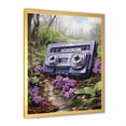 thumbnail image 2 of Designart "Floral Melody with Cassette Tape II" Fashion Framed Wall Art - Modern Purple Cassette Tapes Entryway Framed Wall Art Print, 2 of 6