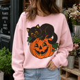 thumbnail image 2 of Halloween Shirt, Black Cat Pumpkin Sweatshirt, Vintage Jack O Lantern Hoodie, Spooky Cat Graphic Tee, Cute Fall Halloween Gift For Her, 2 of 9