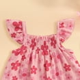thumbnail image 5 of Linfrsh Baby Girls Clothes Toddler Baby Girl Clothes Girls Spring Summer Outfit, Sleeveless Ruffle Bowknot Top + Floral Short 2 Piece Set(Hot Pink,12-18 Months), 5 of 5