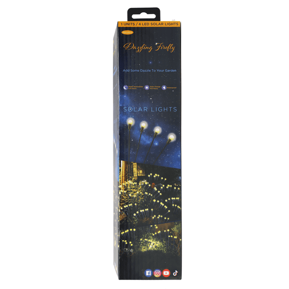 Dazzling Firefly Decorative Garden Lights, 4 LED lights, Solar Powered, Warm White
