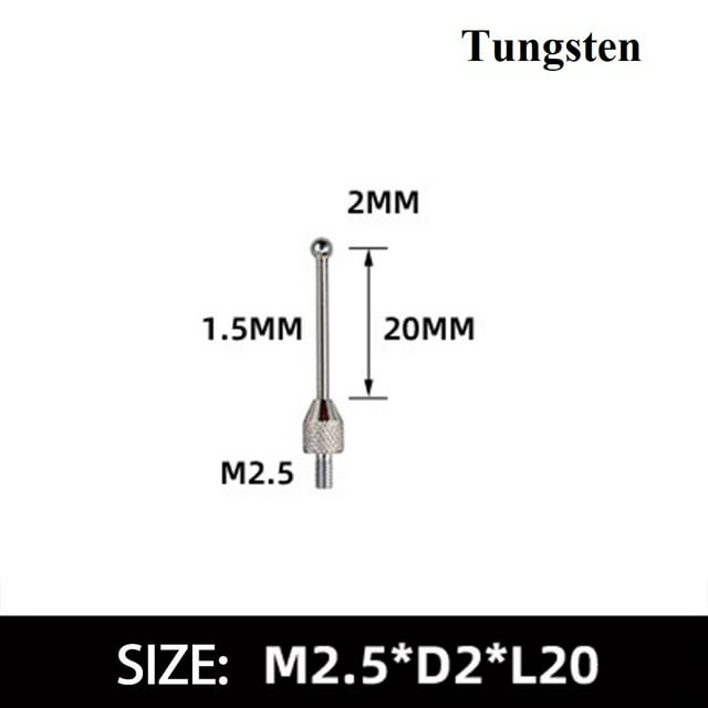 2mm carbuncle Tungsten Steel Head M2.5 Thread Micrometer Gauge Indicator Probe