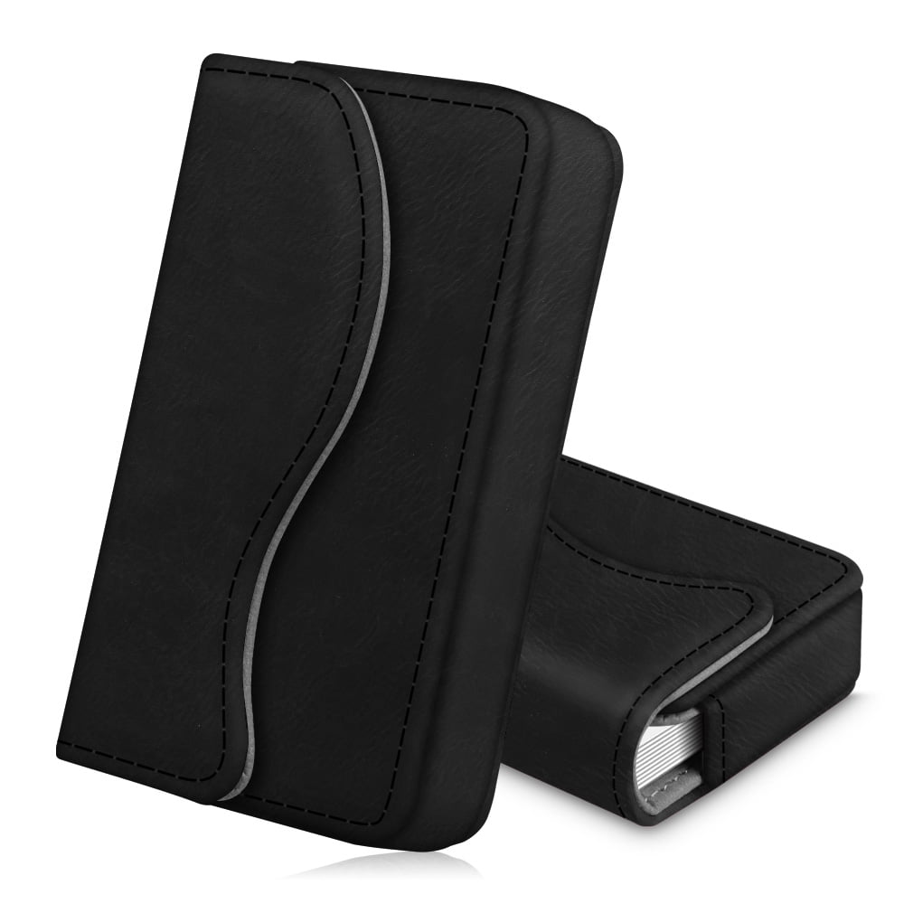 Magnetic Flip Leather Business Credit Card Case Holder Brown N3 