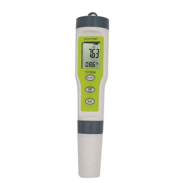 Medidor de pH digital, bolígrafo grande resistente al agua, comprobador de calidad del agua 4 en 1 con función de calibración automática, kit de comprobador de rango de pH 0-14
