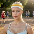 thumbnail image 2 of Unique Bargains 1 Set Breathable Headband with Wristband Sweat Headband for Sport White Yellow, 2 of 6