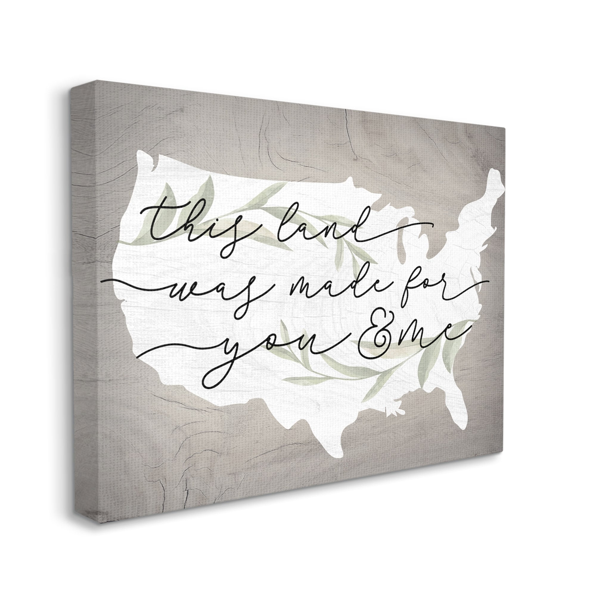 Stupell Industries Rustic Americana Cursive Typography Quote USA Map Canvas Wall Art, 20 x 16, Design by Lil' Rue