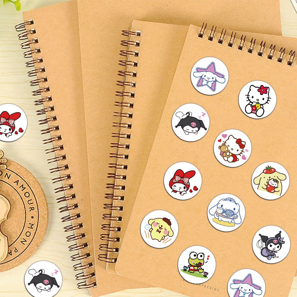 1000pcs Cartoon Anime Cute Sticker Roll - Hello Kitty Cat Self Adhesive Seal Water Bottle Laptop Carrying Case Total 10 Styles Birthday Party Supplies Decoration Gifts
