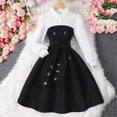 thumbnail image 5 of Girls Holiday Long Sleeve Dresses Round Neck Tiered Kids Party Casual Fall Dress A-line High Waist Vintage Dress for Girl Black 9-10 Years, 5 of 7