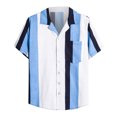 thumbnail image 2 of Aloohaidyvio mens beach shirts short sleeve,Men Buttons Beach Striped Print Turndown Short Sleeve Shirt Blouse,Hawaiian Shirt for Men, 2 of 6