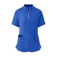 thumbnail image 3 of IYYVV Women's Medical Scrubs - Short Sleeve Mock Neck Scrub Set Pocket Nursing Tops Shirt and Cargo Pants Blue XL, 3 of 6