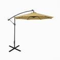 thumbnail image 3 of WestinTrends Albert 10 Ft Offset Patio Umbrella, Solar Powered 32 LED Light Outdoor Pool Hanging Cantilever Umbrella with Infinite Tilt and Crank Lift, Beige, 3 of 8