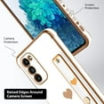 thumbnail image 3 of Designed for Samsung Galaxy S20 FE Case with Strap Luxury Love Heart Plating Gold Bumper Phone Cover Wristband Kickstand Full Body Protective Slim Case for Women - White, 3 of 9