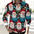 thumbnail image 6 of qolati Mens Christmas Shirts Casual Printed Long Sleeve Button Up Dress Shirt Male Winter Festival Shirts Santa Claus Party Hawaii Blouses Top, 6 of 8