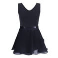 thumbnail image 2 of Venjoe Kids Big Girls Cotton Wide Camisole Ballet Dance Dress Gymnastics Leotard with Wrap Skirt Black XL, 2 of 7