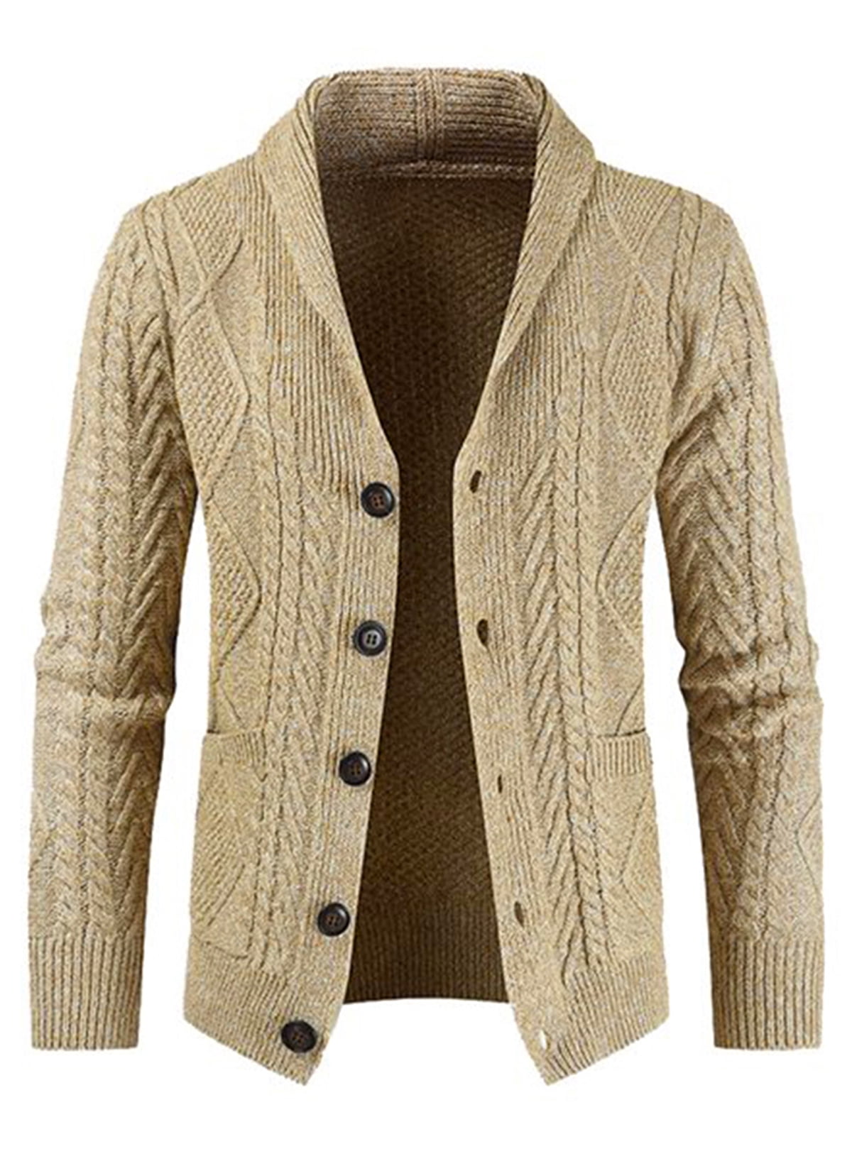 JMIERR Mens Casual Long Sleeve Cardigan Sweaters Cable Knit Buttons ...
