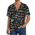thumbnail image 3 of Fotbe Hand Drawn Colorful Fishes print Short Sleeve Button Down Shirts for Men Casual Summer Beach Wrinkle Free Shirt-Large, 3 of 7