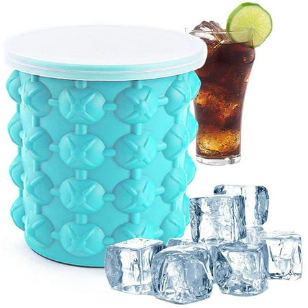 

Portable Silicone Ice Bucket Easy To Release Reusable Silicone Mold with Lid Safe Durable for Indoor and Outdoors