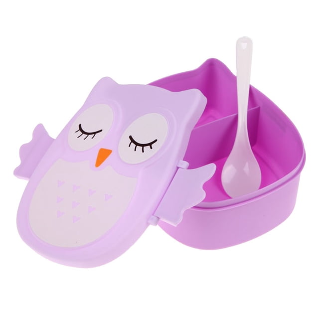 800ml Cartoon Owl Lunch Box 2 Compartment Food Fruit Container Box Bento Box Leakproof Portable Lunch Box For Student Blue
