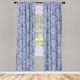thumbnail image 3 of Ambesonne Flower Curtains, Oriental Boho, Pair of 28"x95", Blue, 3 of 5