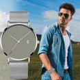 thumbnail image 1 of Reloj de pulsera de cuarzo informal de negocios con correa de malla para hombre ultrafino a la moda (A) Tmvgtek Para estrenar, 1 of 6