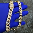 thumbnail image 4 of Mens Choker 18k Gold Plated Cuban Link Hip Hop Chain 16" Inch x 13MM Full Stone Bling Necklace, 4 of 15