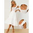 thumbnail image 2 of DARING DIVA Square Neck Boho Sleeveless Ruffle Tiered Smocked Sundress XS White, 2 of 6