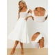 thumbnail image 2 of Vestido de verano fruncido Allegra K Cuello Cuadrado bohemio Sin Mangas blanco XL, 2 of 5