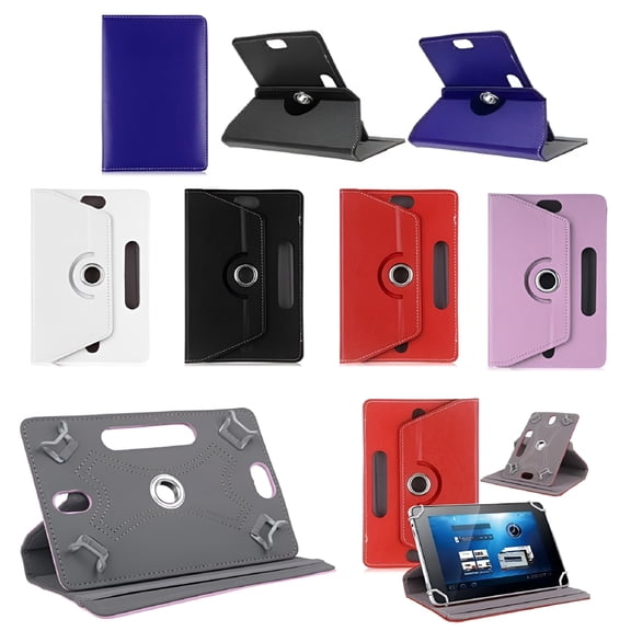 GJX 360 Degree 7/8/9/10Inch Universal Tablet Case Faux Leather Stand Cover