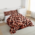 thumbnail image 3 of Homewish Pixel Artistic Bedding Comforter Set,Brown Black Twin Comforter Sets,Modern Geometric Aesthetic Bedding Set For Girl Boys,Breathable Home Decor Reversible,2 Pieces, 3 of 8