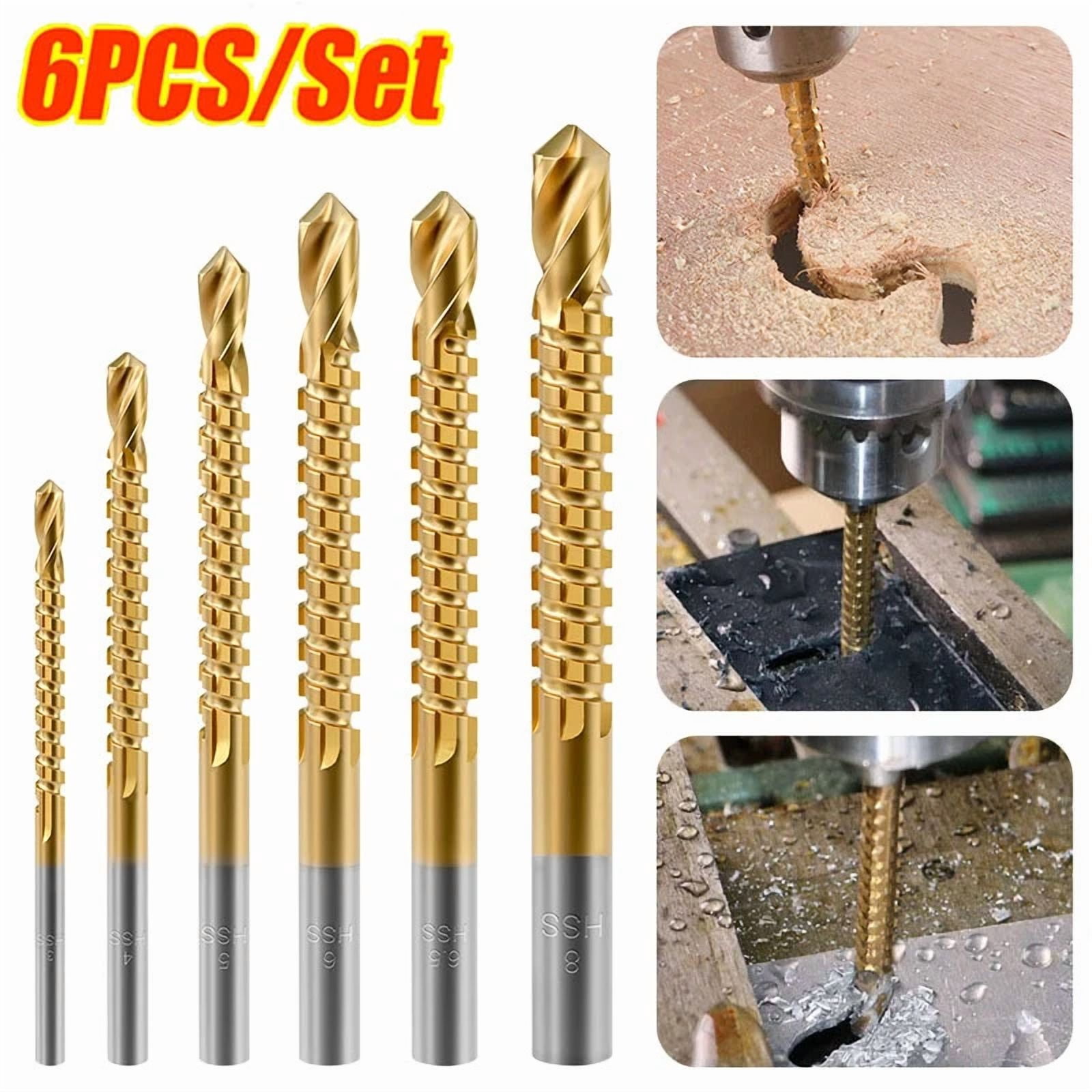 CRESTIN- 6Pc Twist Drill Bit Set Power Tool Accessories Screw Holes For Wood Metal 20%Off